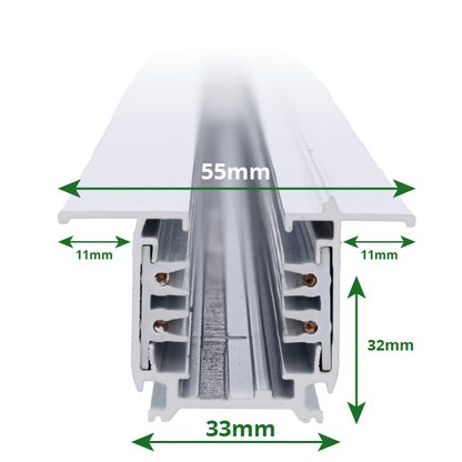 Inbouw 3-fase stroomrail wit maattekening