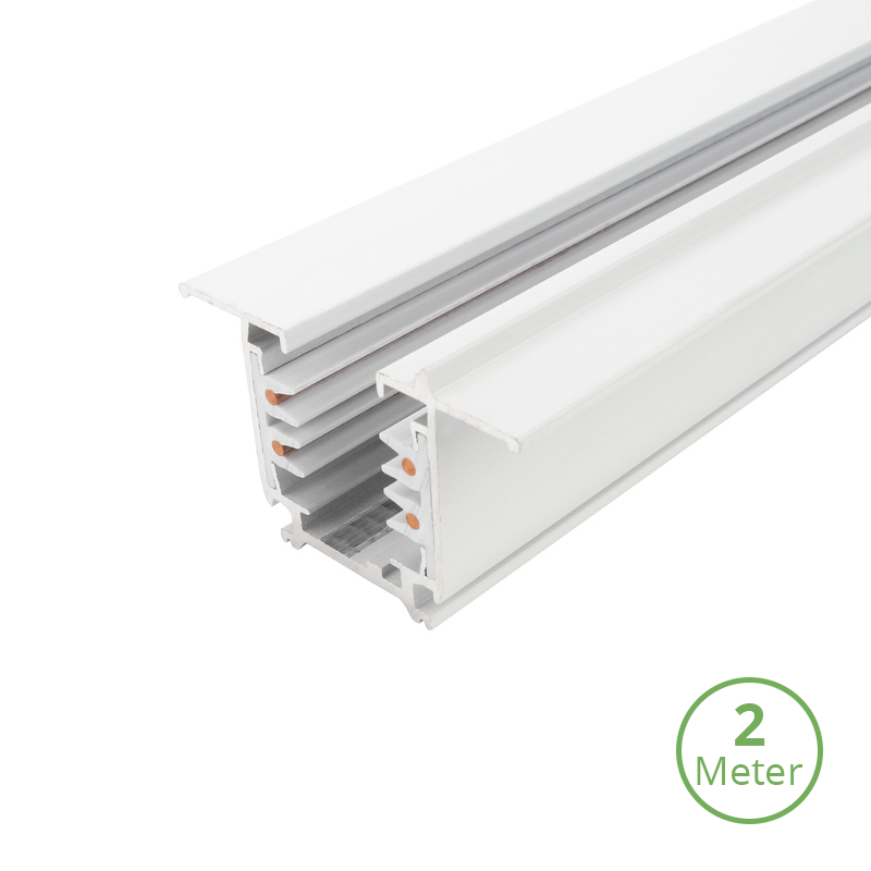 Inbouw 3-fase stroomrail 200 cm wit