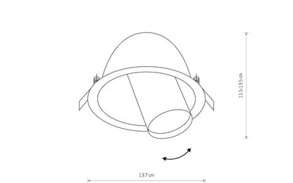 DOT zwart maattekening (zaagmaat 12,9 cm rond)