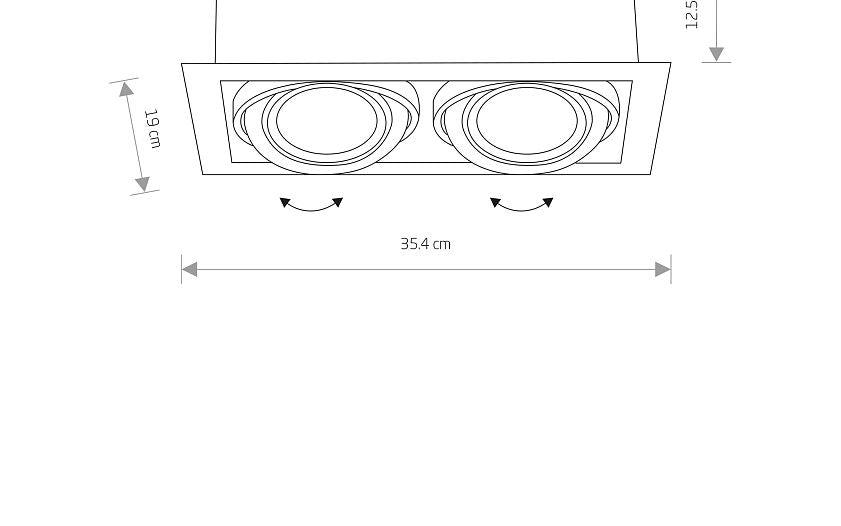 DOWNLIGHT II wit maattekening (zaagmaat 32 x 16,5 cm)