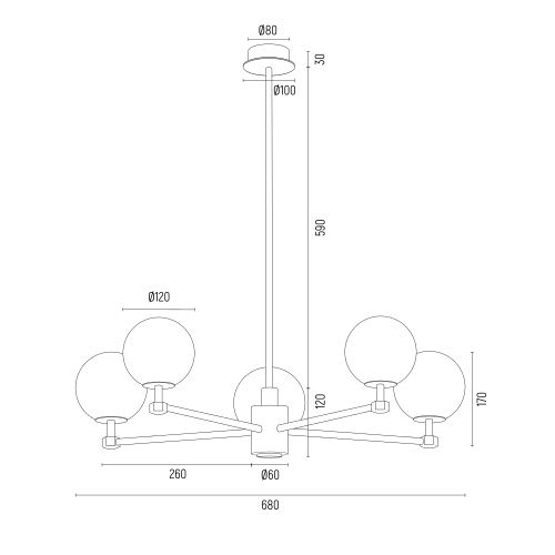 Aruba technische tekening 5-lichts