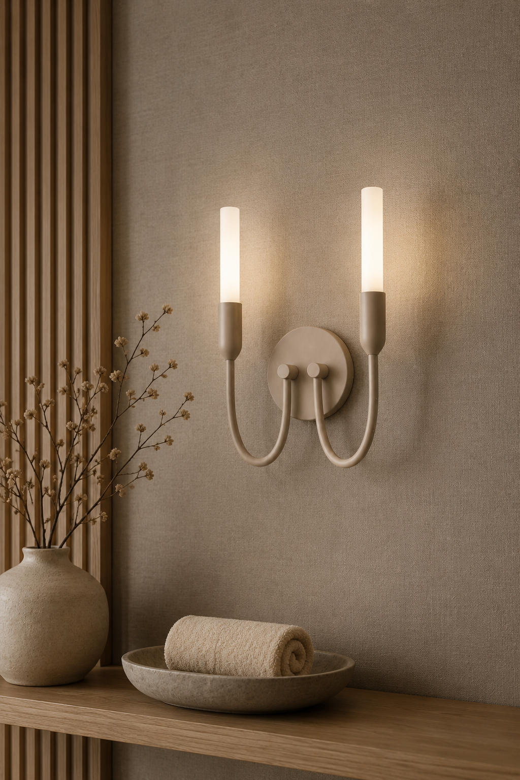 Augustine wandlamp Melkwit-taupe