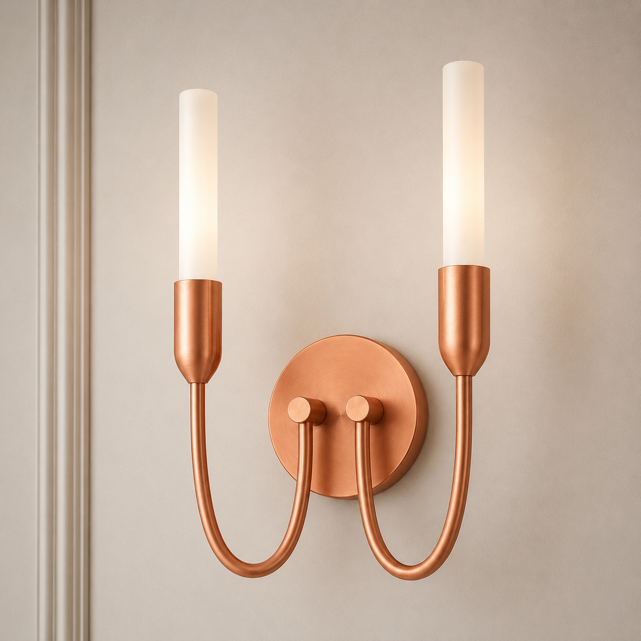 Augustine wandlamp Melkwit-koper
