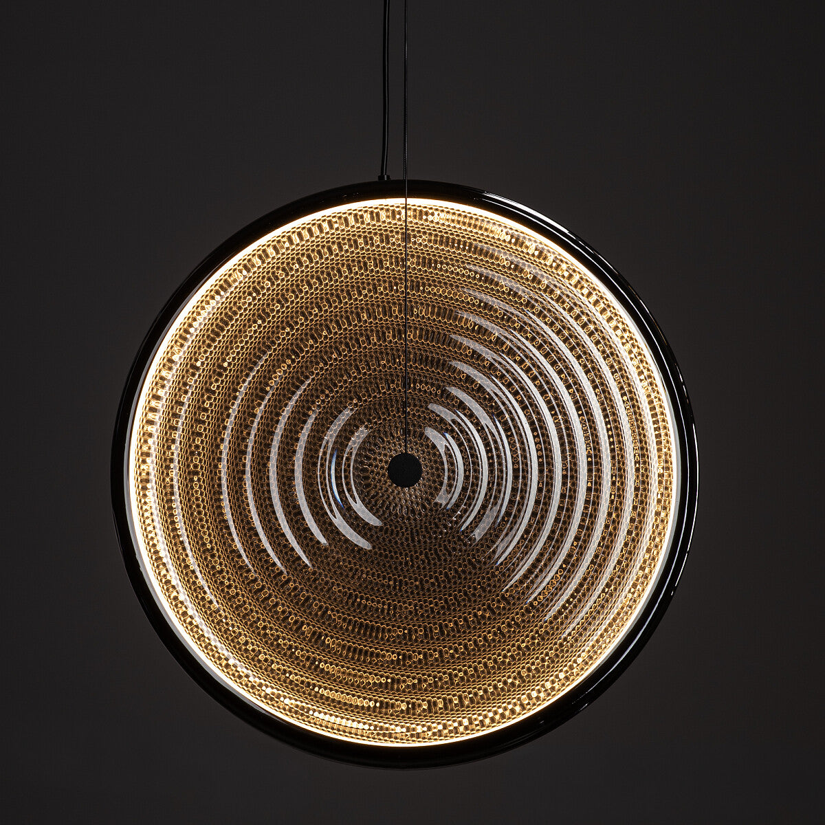 Aurivo LED pendant lamp round glass 22W 3000K | smoked glass / amber glass | black