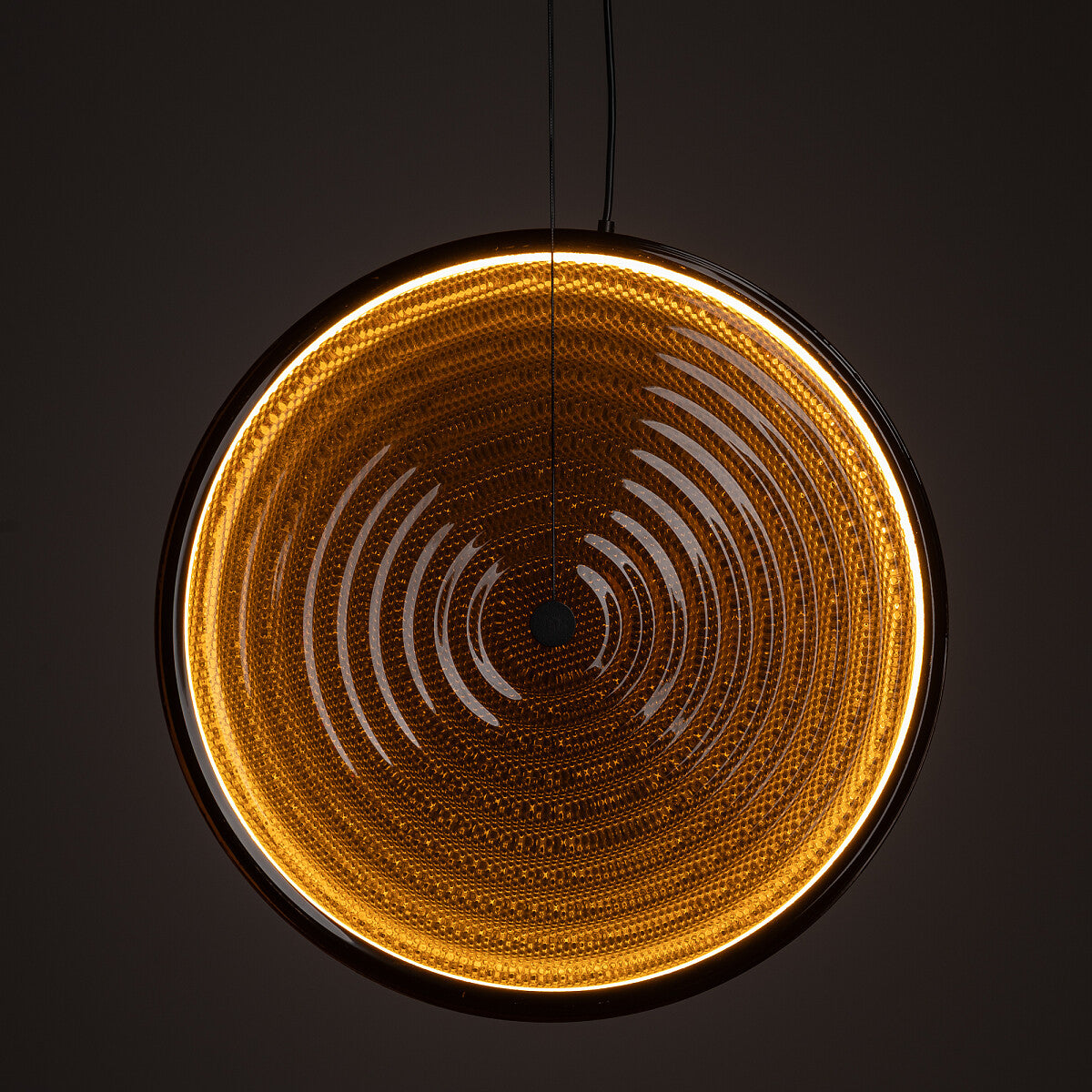 Aurivo LED pendant lamp round glass 22W 3000K | smoked glass / amber glass | black