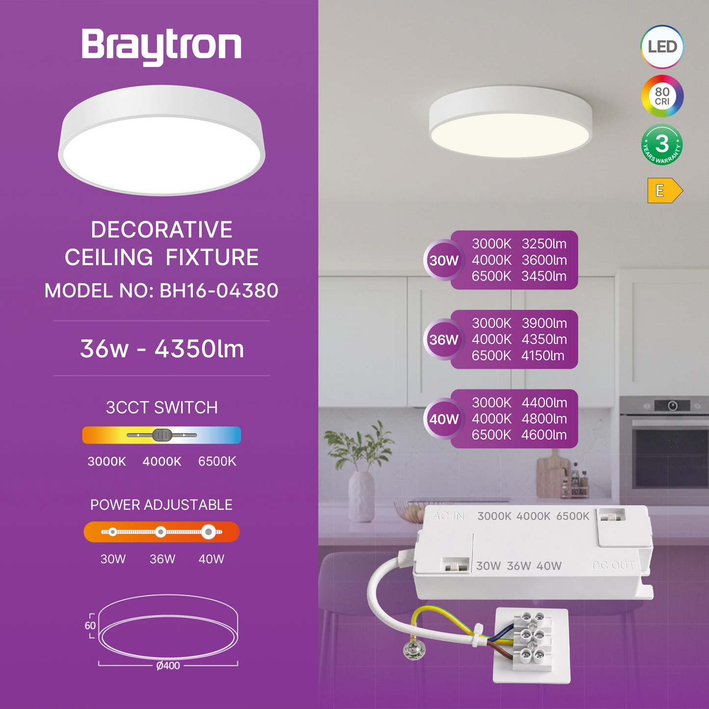 BLADE ronde plafondlamp wit 36W sfeer
