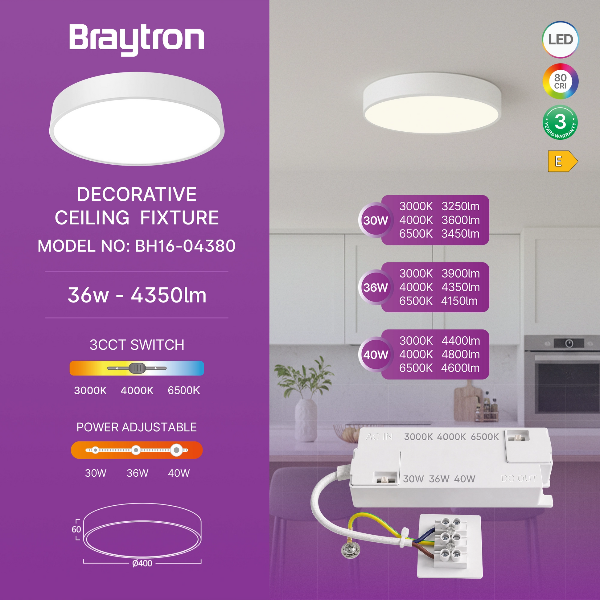 BLADE ronde plafondlamp wit 36W sfeer