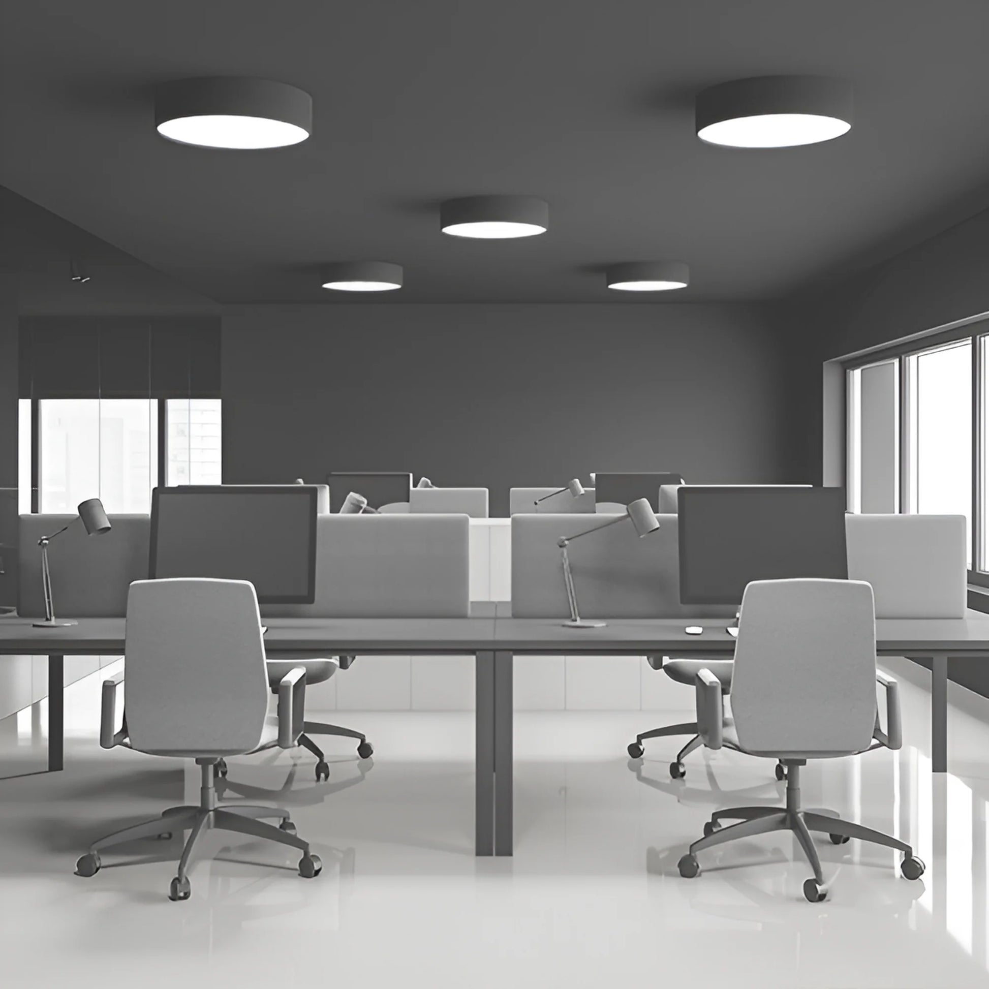 BLADE ronde plafondlamp zwart 36W detail