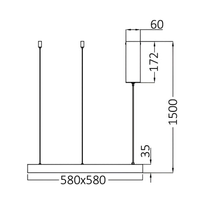 Hanglamp BELLAVO | LED 46W | vierkant goud | 3in1