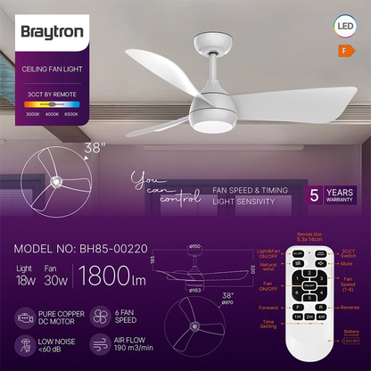 Braytron FANCY 38 plafondventilator wit sfeerbeeld