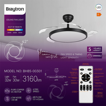 Braytron FANCY 42 plafondventilator zwart sfeerbeeld