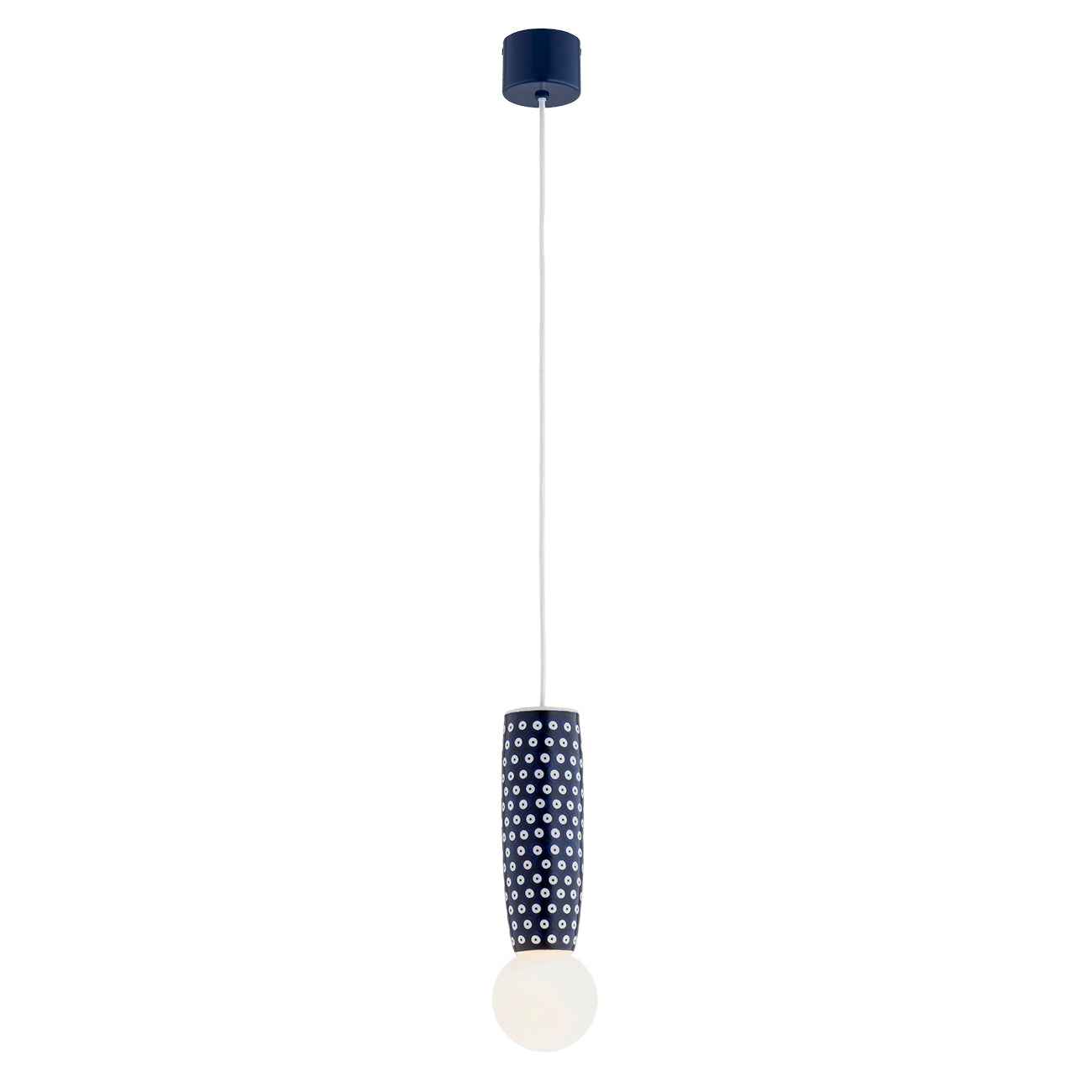 Boll hanglamp Kobalt-wit Klein