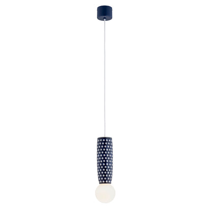 Boll hanglamp Kobalt-wit Klein