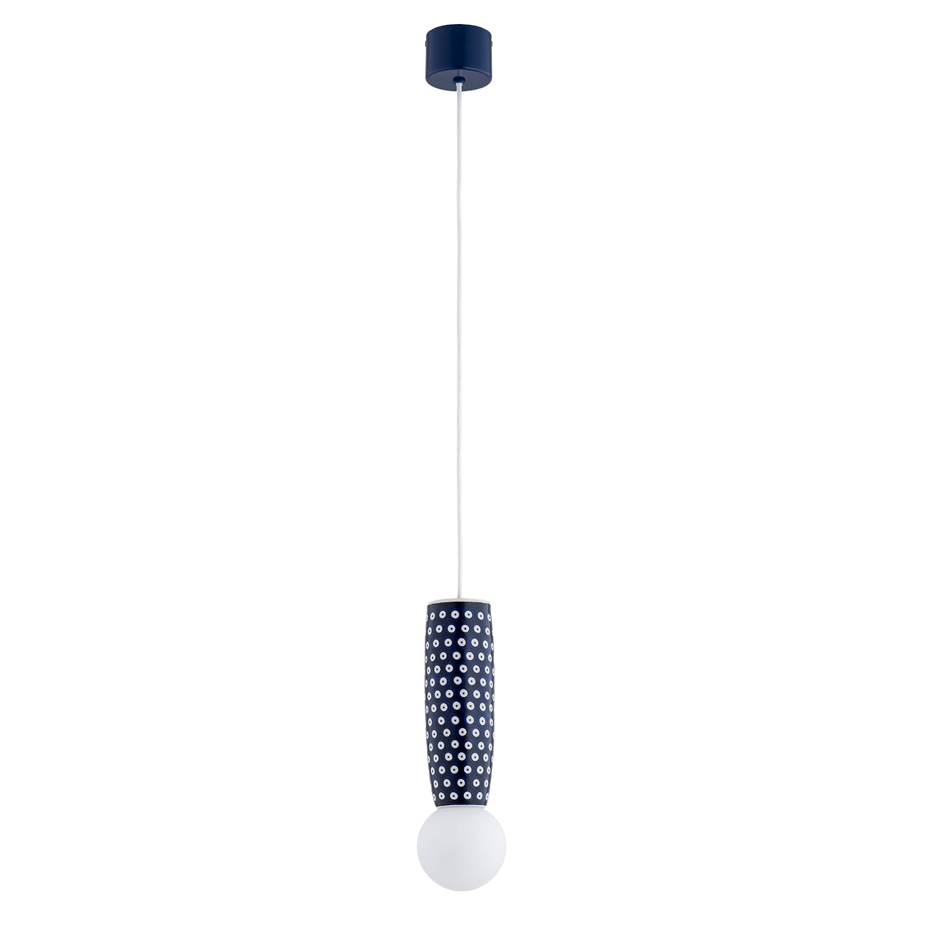 Boll hanglamp Kobalt-wit Klein