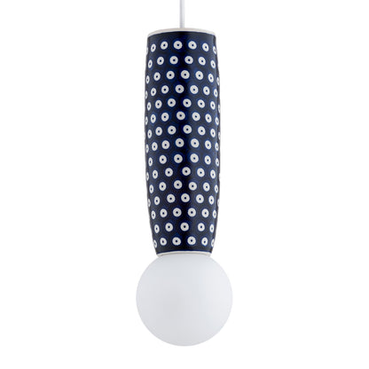 Boll hanglamp Kobalt-wit Klein