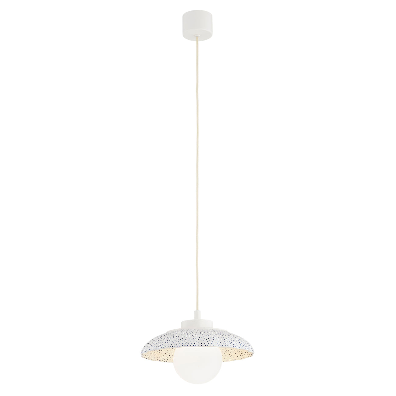Boll hanglamp Crème-kobalt Middel