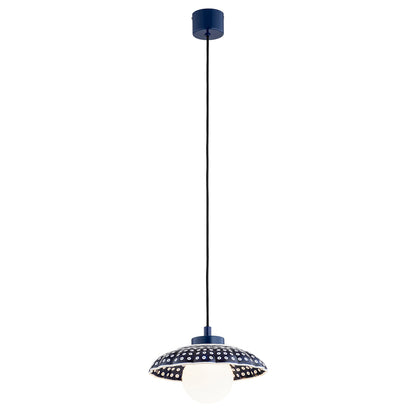 Boll hanglamp Kobalt-wit Middel