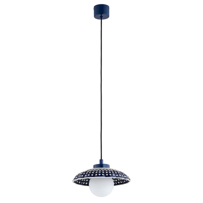 Boll hanglamp Kobalt-wit Middel