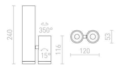 Bogado double LED ceiling spotlight 2x5W 3000K