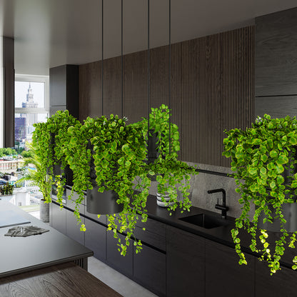 Botanica Line | horizontale Design-Hängeleuchte | schwarzes Metall