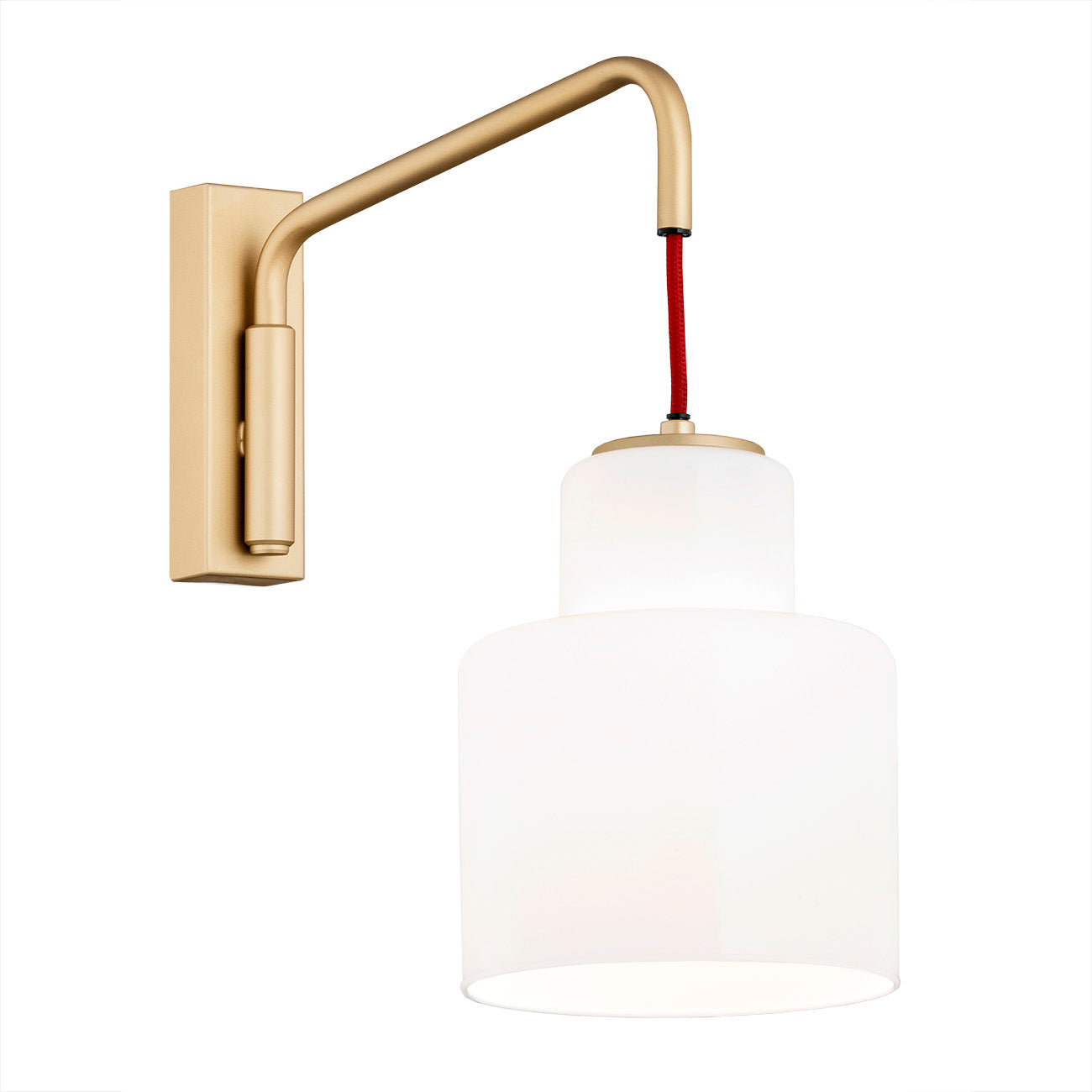 Diuna wandlamp Opaalglas-goud-rood