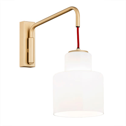 Diuna wandlamp Opaalglas-goud-rood