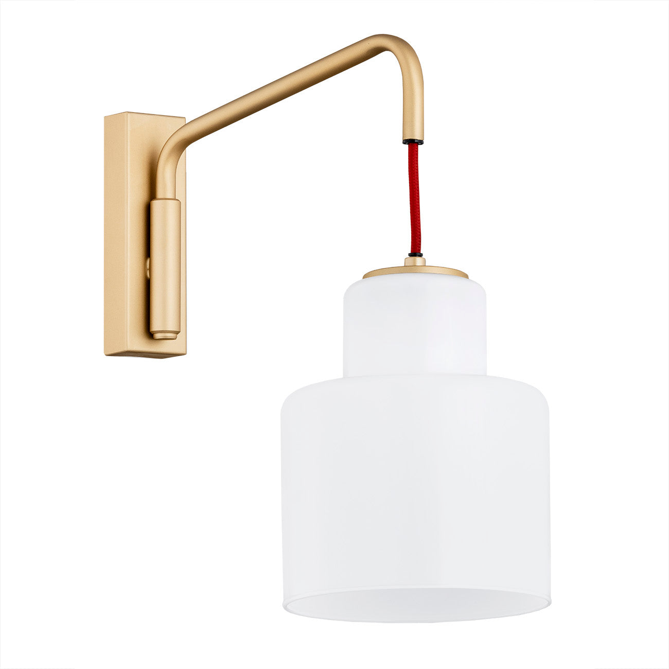 Diuna wandlamp Opaalglas-goud-rood