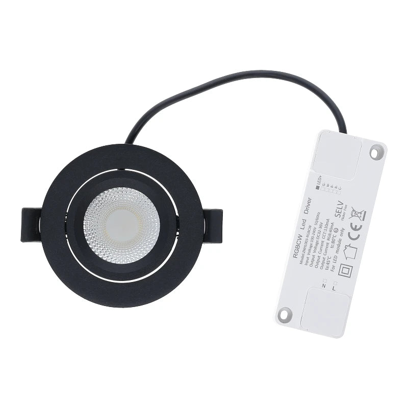 Eclaro Slim-Fit LED recessed spotlight black 5W Zigbee 3.0 RGB+CCT