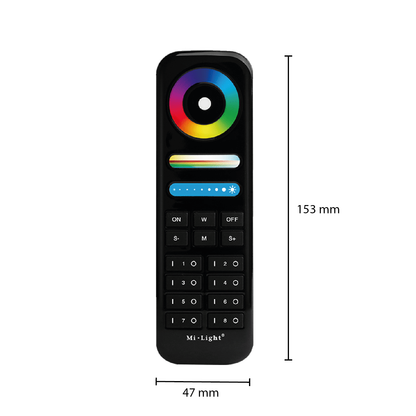 Mi-Light Afstandsbediening 8 Groepen RGB+CCT Zwart (FUT089-B)