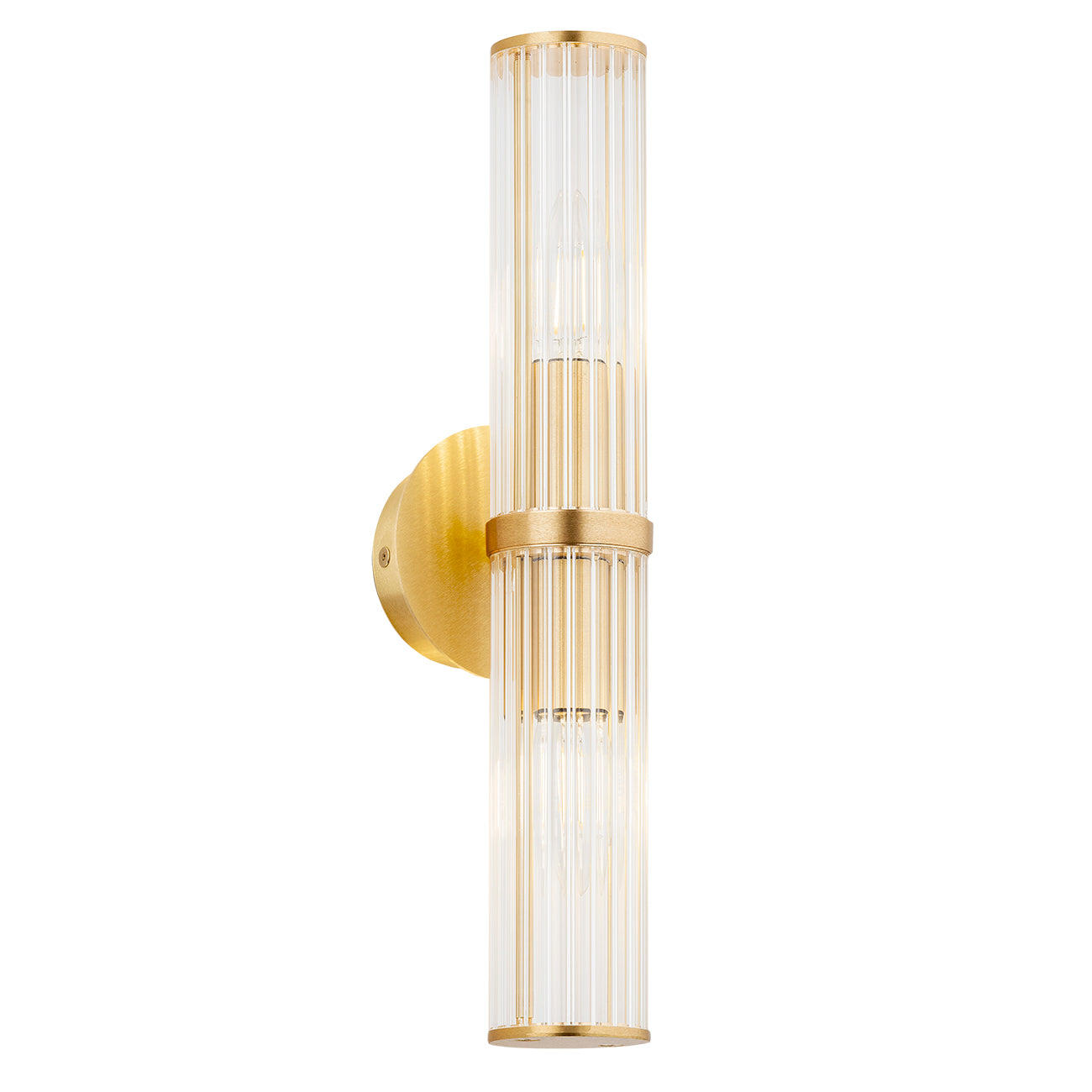 Hampton wandlamp 2-lichts Transparant-messing