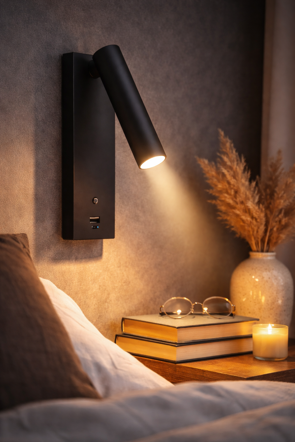 Lezio LED reading lamp 3W USB-A and USB-C dimmable 3000K | white / black