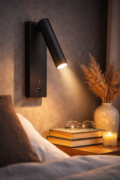 Lezio LED reading lamp 3W USB-A and USB-C dimmable 3000K | white / black