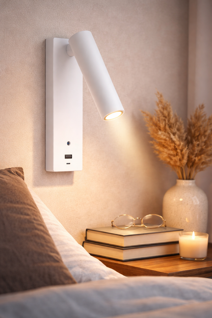 Lezio LED reading lamp 3W USB-A and USB-C dimmable 3000K | white / black