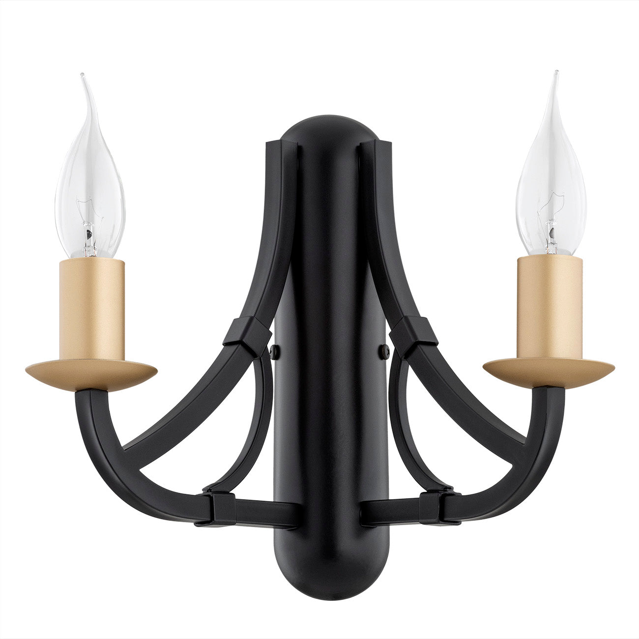 Lorenzo wandlamp 2-lichts Zwart-goud