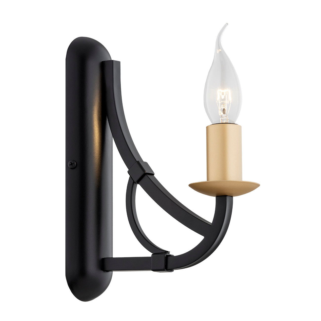 Lorenzo wandlamp 1-lichts Zwart-goud