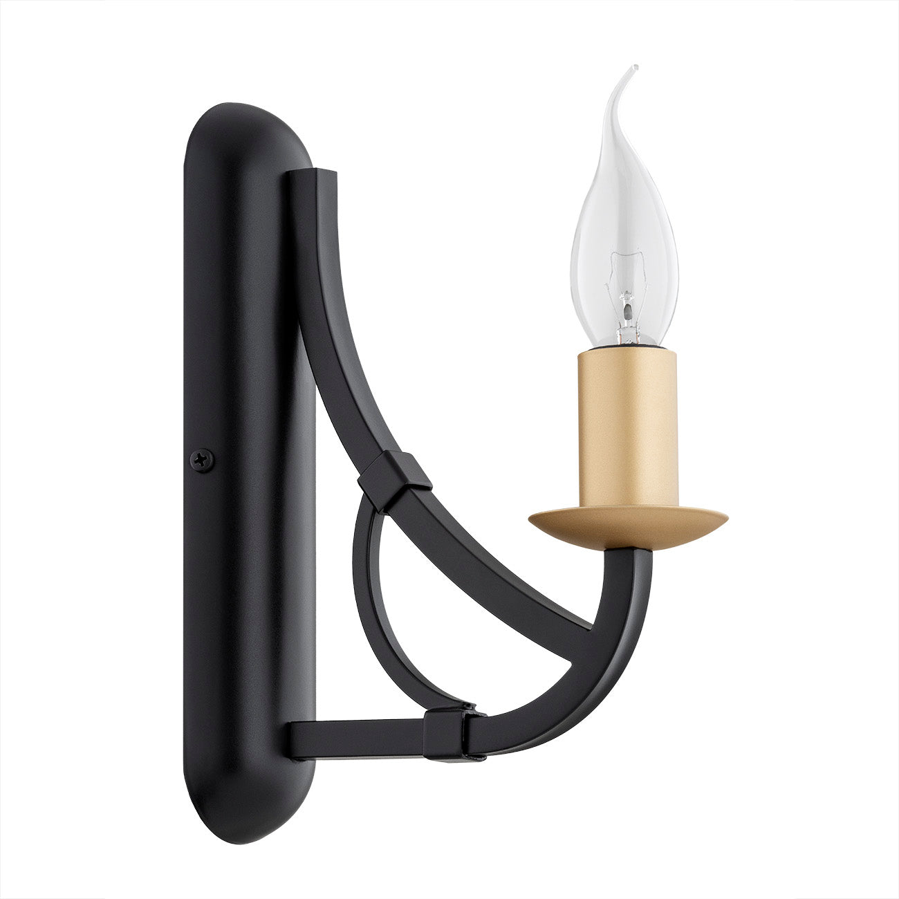 Lorenzo wandlamp 1-lichts Zwart-goud