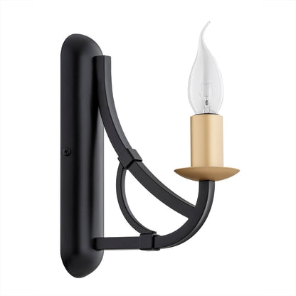 Lorenzo wandlamp 1-lichts Zwart-goud