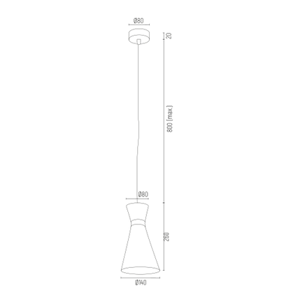 Lukka hanglamp technische tekening met afmetingen