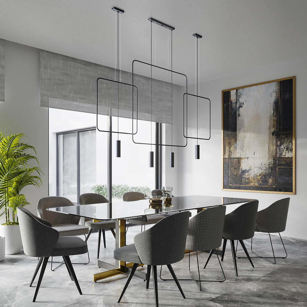 Linea Twin | 2-light linear pendant lamp | matt black