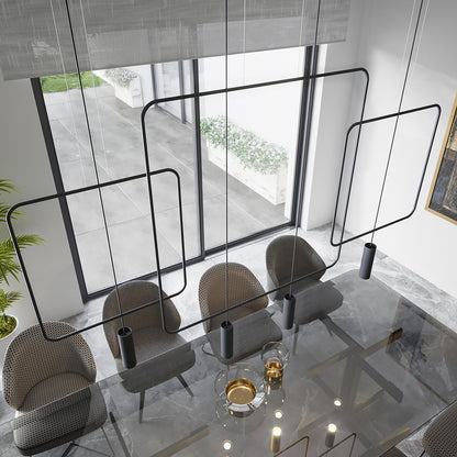 Linea Twin | 2-light linear pendant lamp | matt black