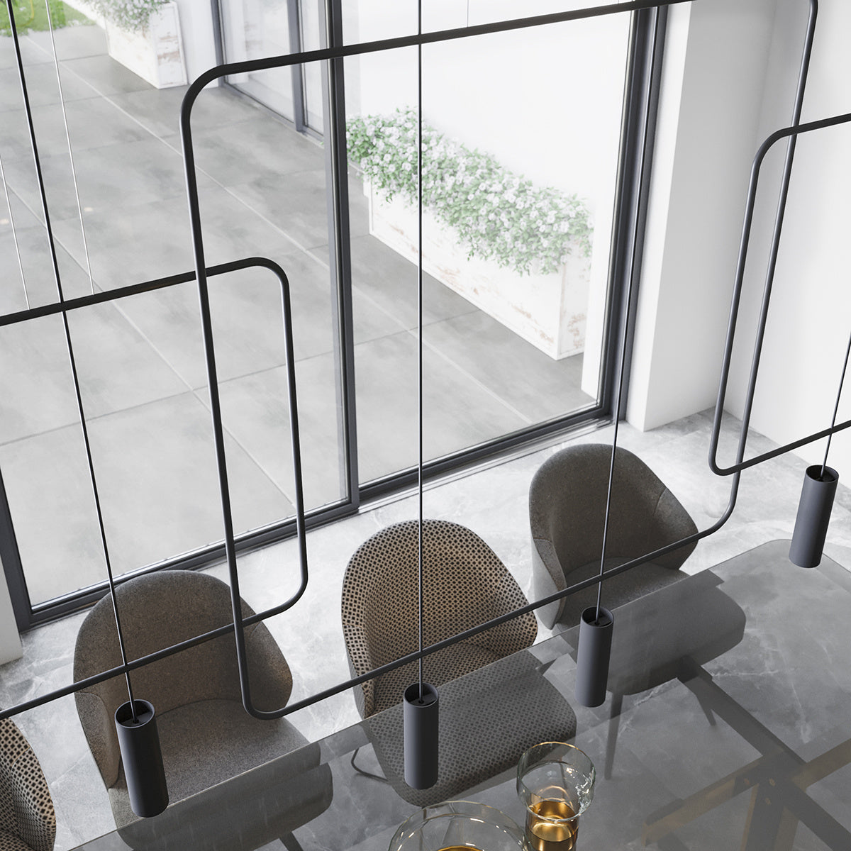 Linea Twin | 2-light linear pendant lamp | matt black