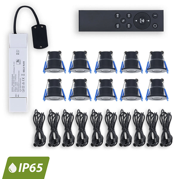 Lumexa mini LED recessed spotlight set 10 pieces 3W IP65 12V incl. remote control
