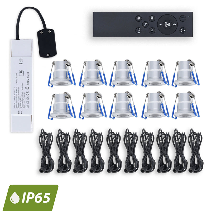 Lumexa mini LED recessed spotlight set 10 pieces 3W IP65 12V incl. remote control