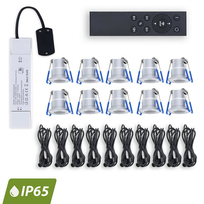 Lumexa mini LED recessed spotlight set 10 pieces 3W IP65 12V incl. remote control