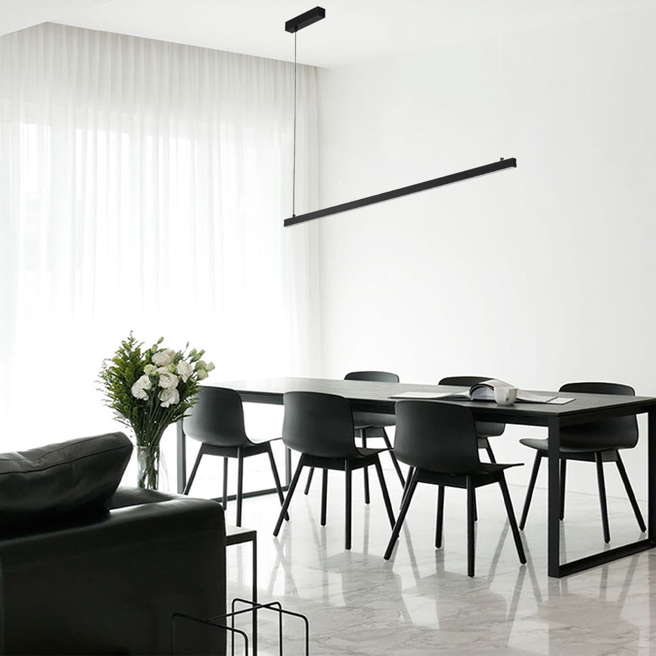 Miami LED hanglamp Zwart enkele ring