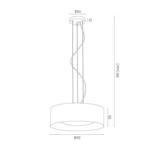 Mohito hanglamp technische tekening met afmetingen