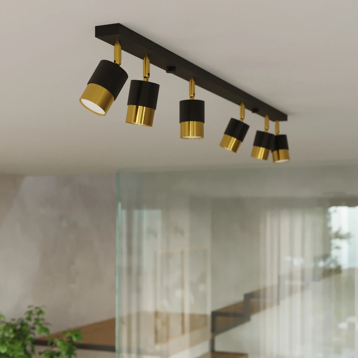 Noir Trio | 3-Light Ceiling Lamp | Matte Black & Gold