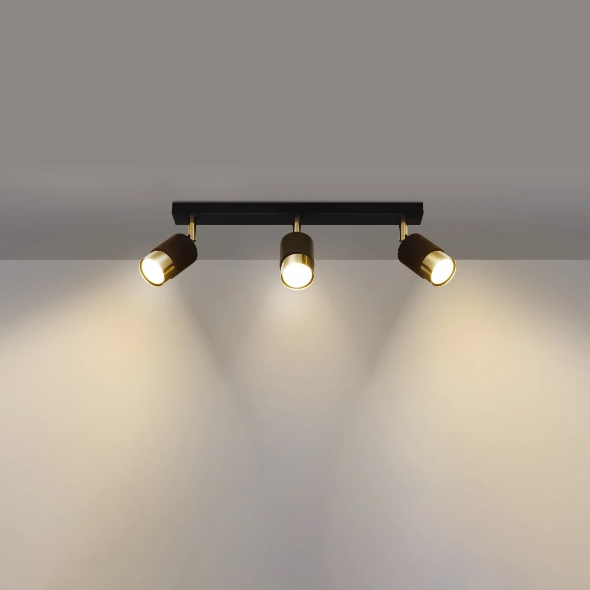 Noir Trio | 3-Light Ceiling Lamp | Matte Black & Gold