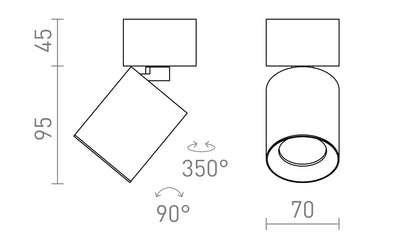 Nova Direction | Adjustable surface-mounted spotlight | GU10 3 colours