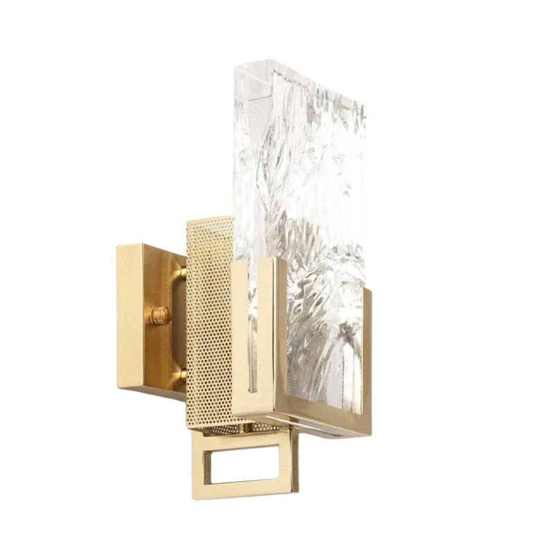 Glamaro | sculpturale wandlamp | metaal en getextureerd glas | goud E14